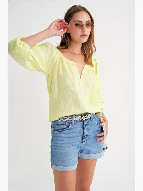 Blouse van mousseline met knopen mixray - Kiabi