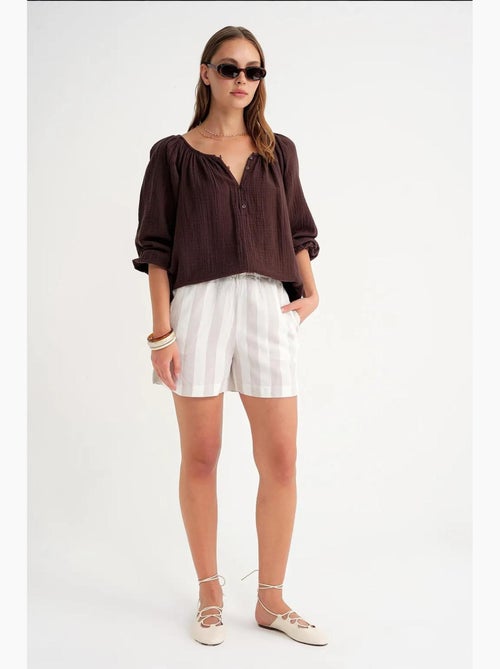 Blouse van mousseline met knopen mixray - Kiabi