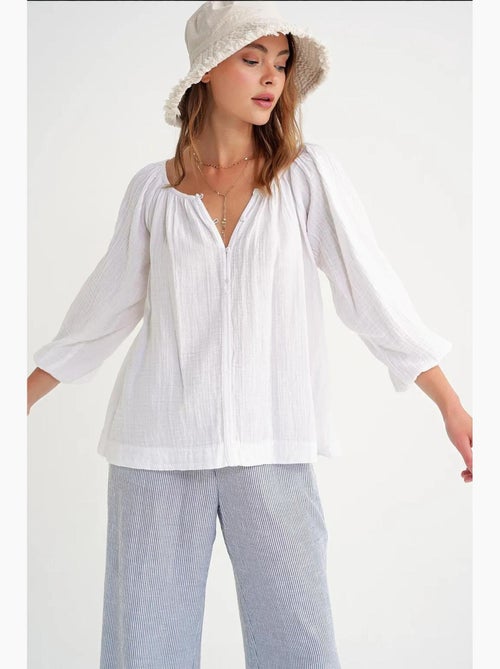Blouse van mousseline met knopen mixray - Kiabi