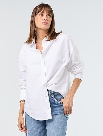 Blouse van oxfordstof met blousekraag