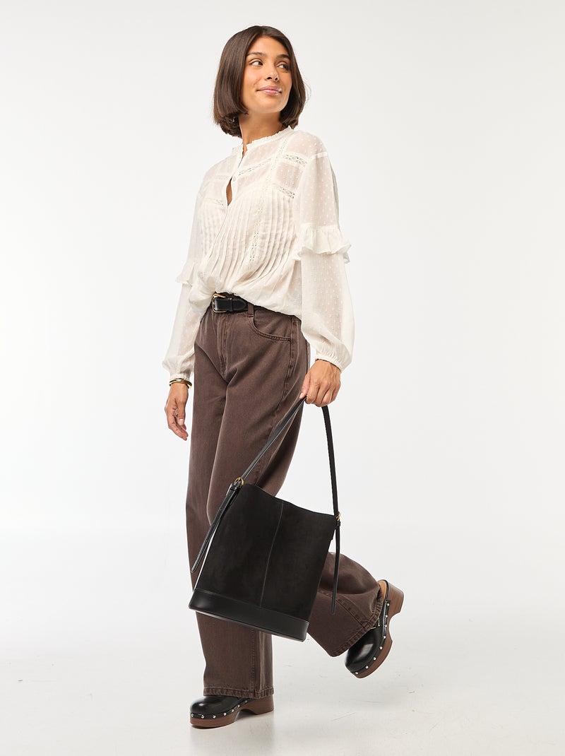 Blouse van plumetis Wit - Kiabi