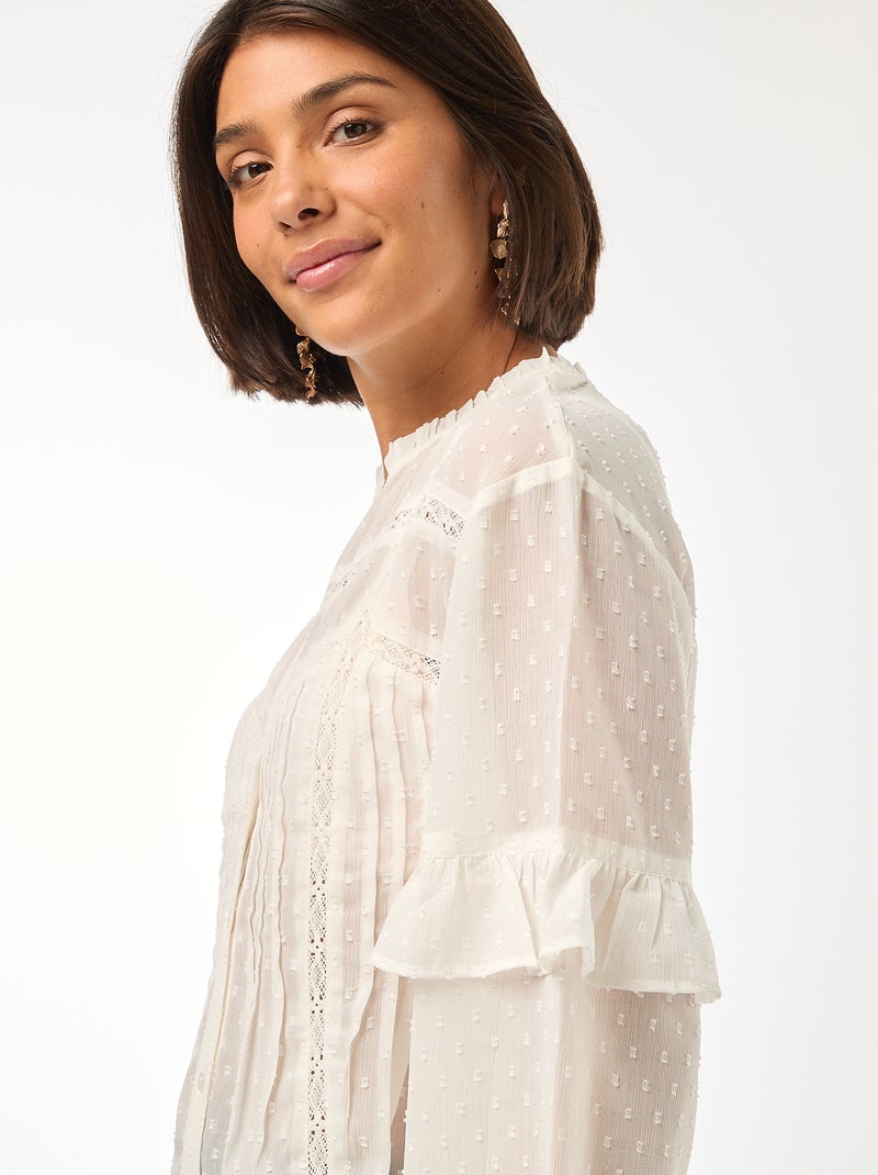 Blouse van plumetis Wit - Kiabi