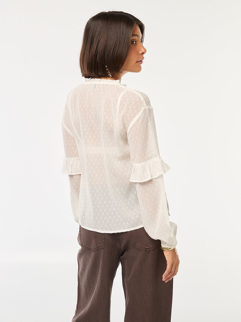 Blouse van plumetis Wit - Kiabi