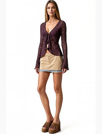 Blouse van polyamide en elastaan busem