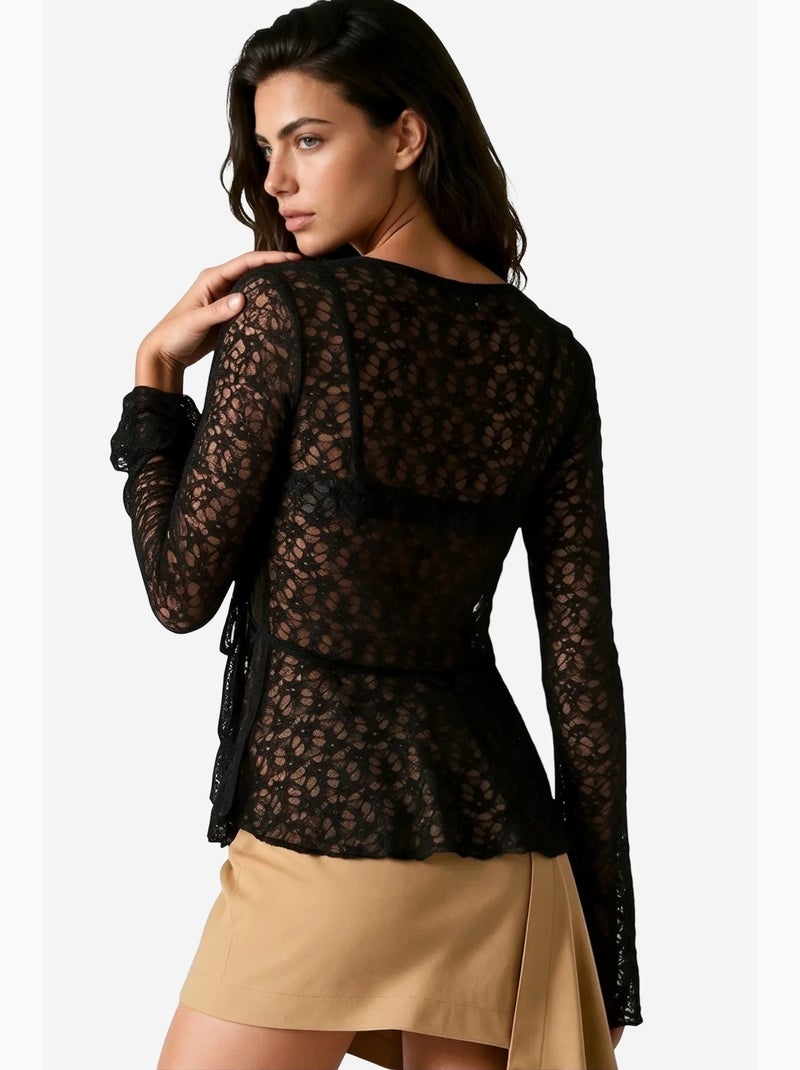 Blouse van polyamide en elastaan busem Zwart - Kiabi