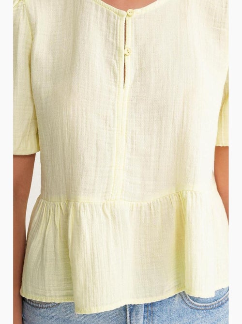 Blouse van structuurmousseline met ronde hals en knopen mixray - Kiabi