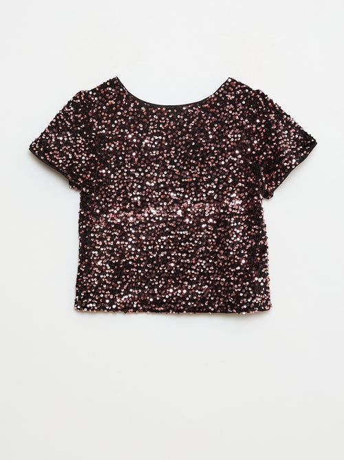 Blouse van velours met lovertjes - Kiabi