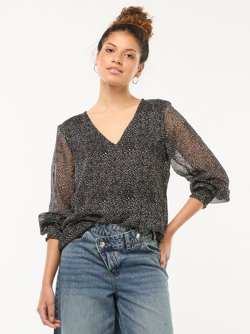 Blouse van voile met print 'JDY' - Kiabi