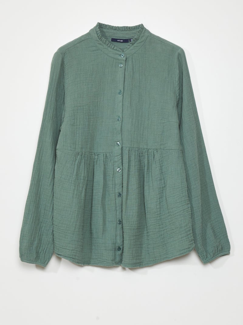 Blouse van zachte, luchtige katoen Groen - Kiabi