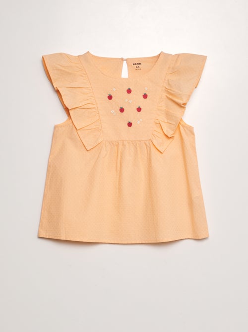 Blouse volantée avec broderies 'fruits' - Kiabi