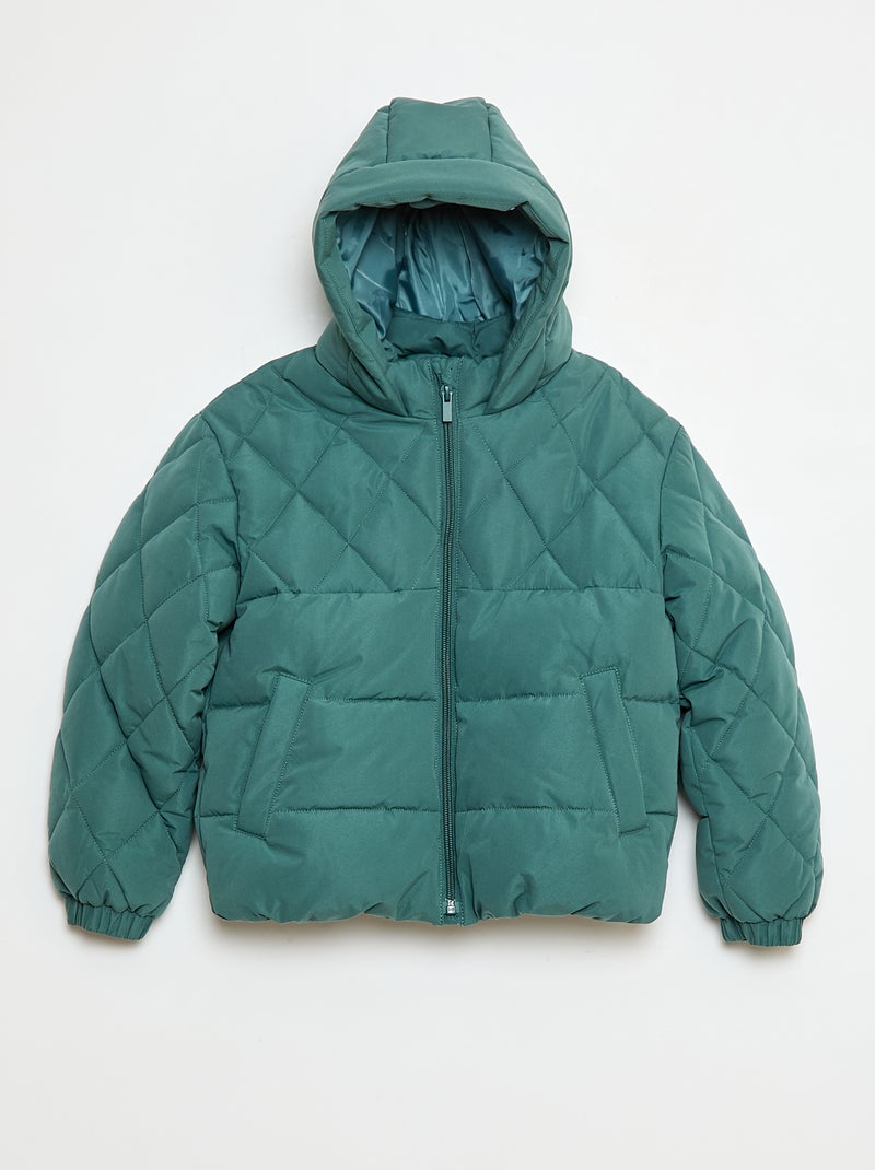 Blouson à capuche avec doublure polaire Vert - Kiabi