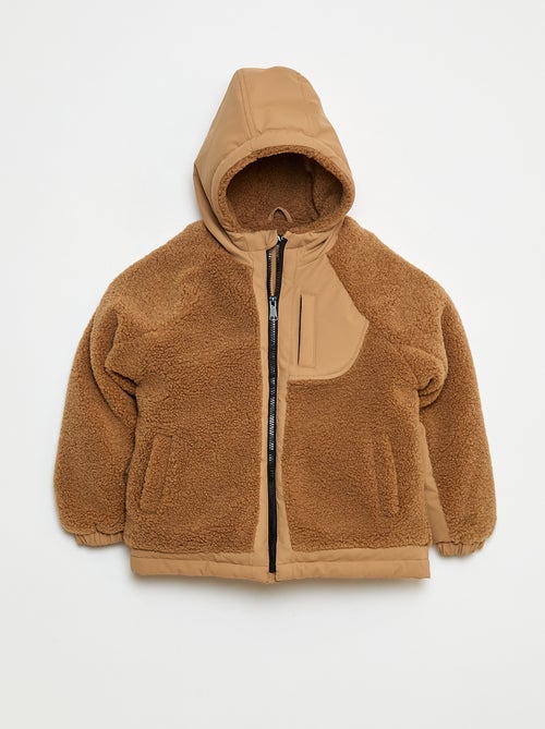Blouson à capuche bi-matière effet moutonné - Kiabi