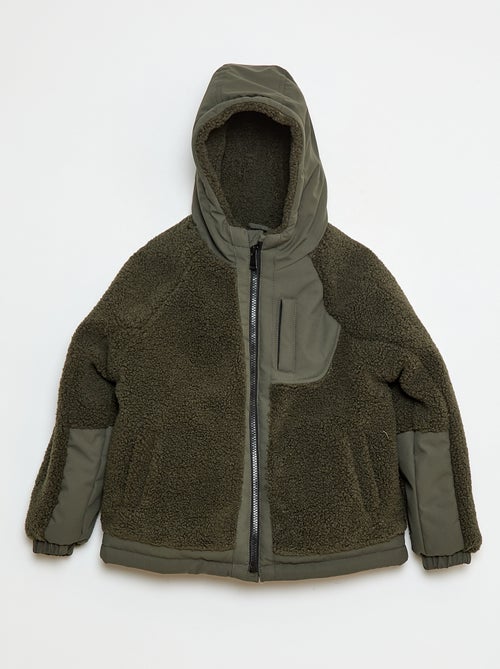 Blouson à capuche bi-matière effet moutonné - Kiabi