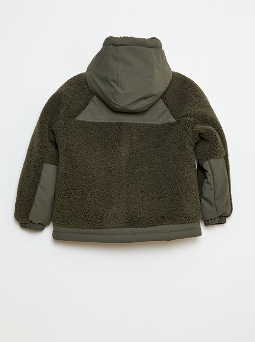 Blouson à capuche bi-matière effet moutonné - Kiabi