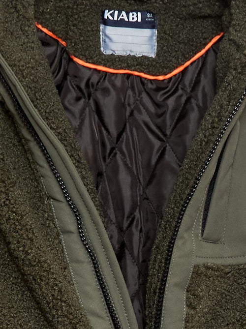Blouson à capuche bi-matière effet moutonné - Kiabi