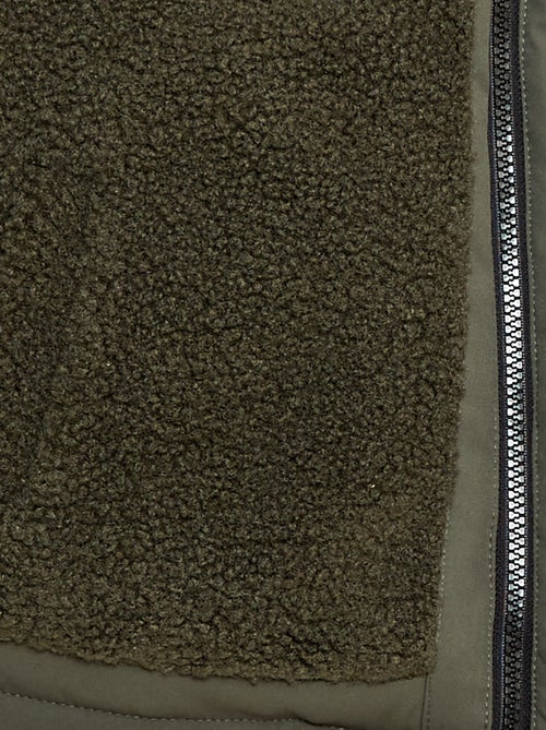 Blouson à capuche bi-matière effet moutonné - Kiabi