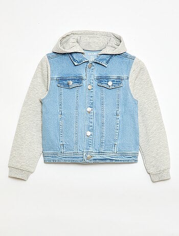 Blouson à capuche denim et jersey