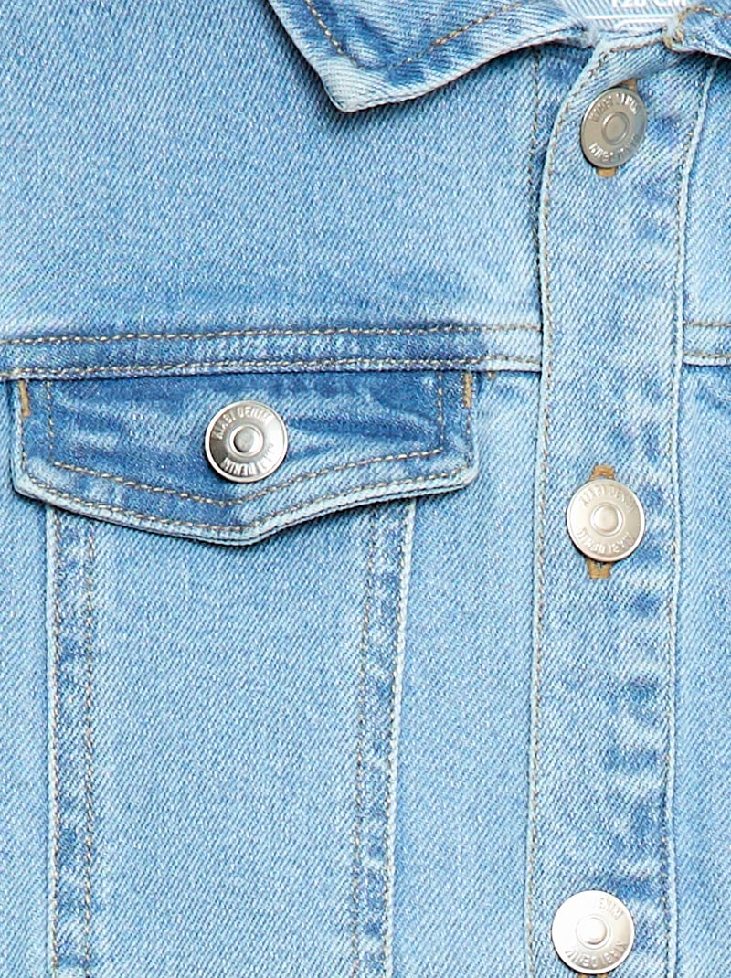 Blouson à capuche denim et jersey Bleu - Kiabi