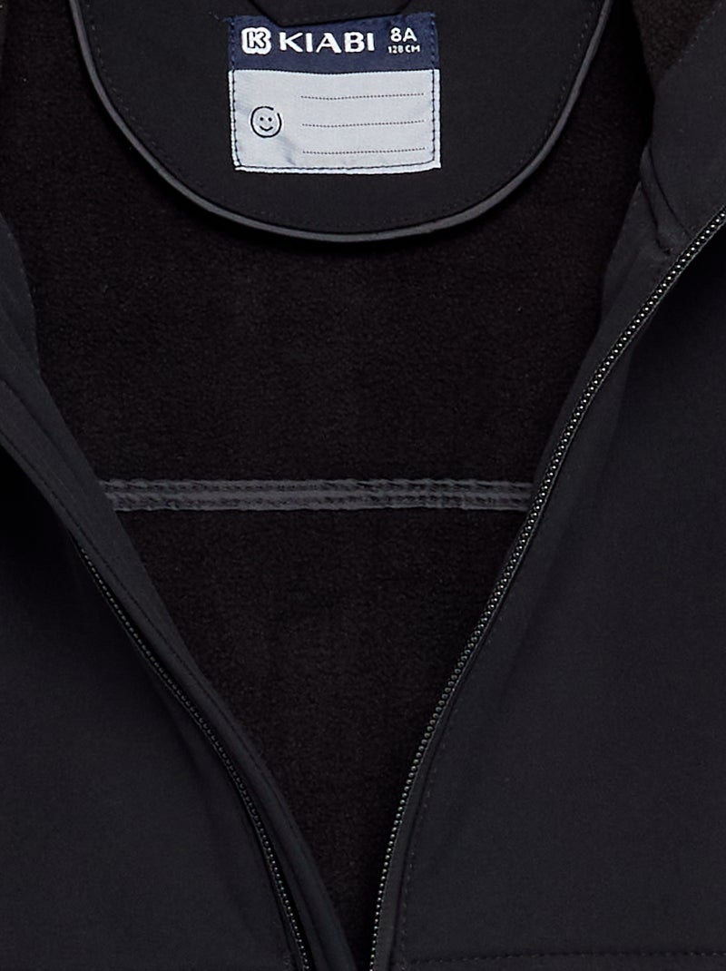 Blouson à capuche doublé en micro polaire Noir - Kiabi