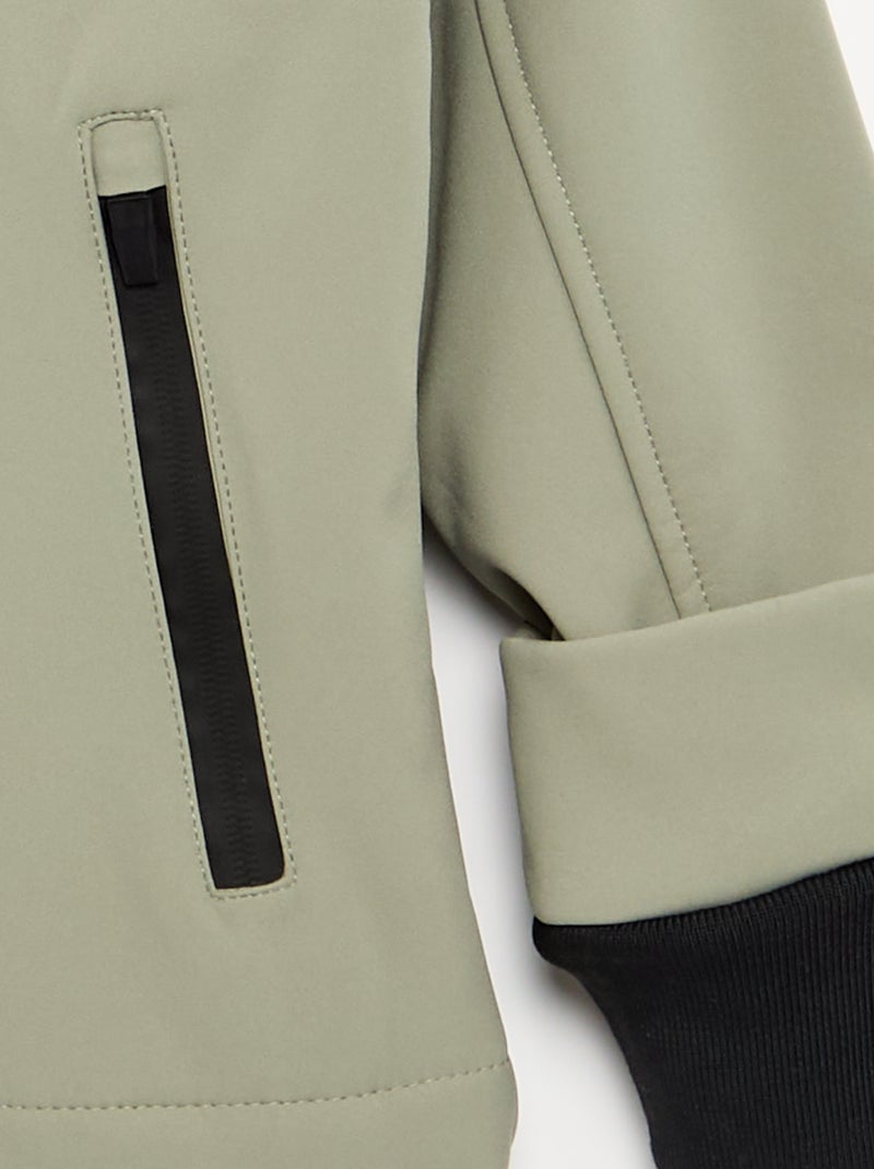 Blouson à capuche doublé en micro polaire Vert - Kiabi