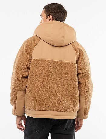Blouson a capuche effet moutonné