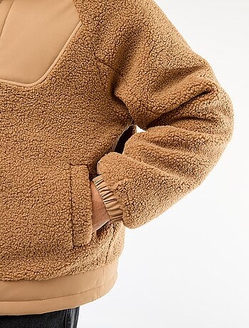 Blouson a capuche effet moutonné