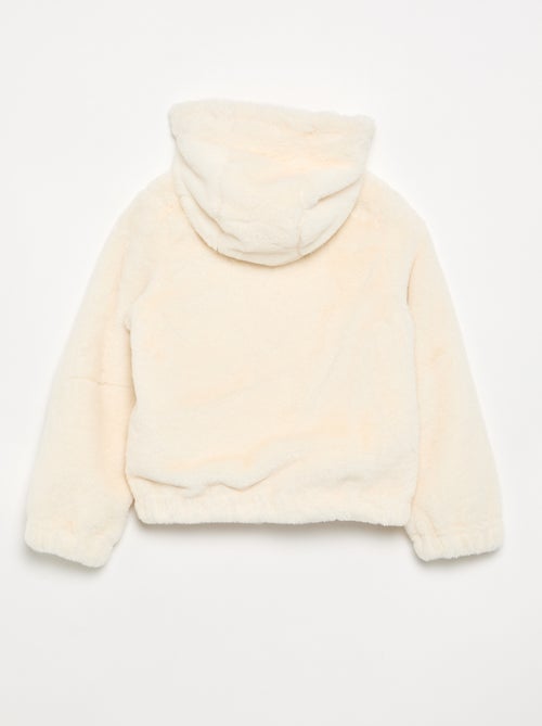 Blouson à capuche en fausse fourrure - Kiabi