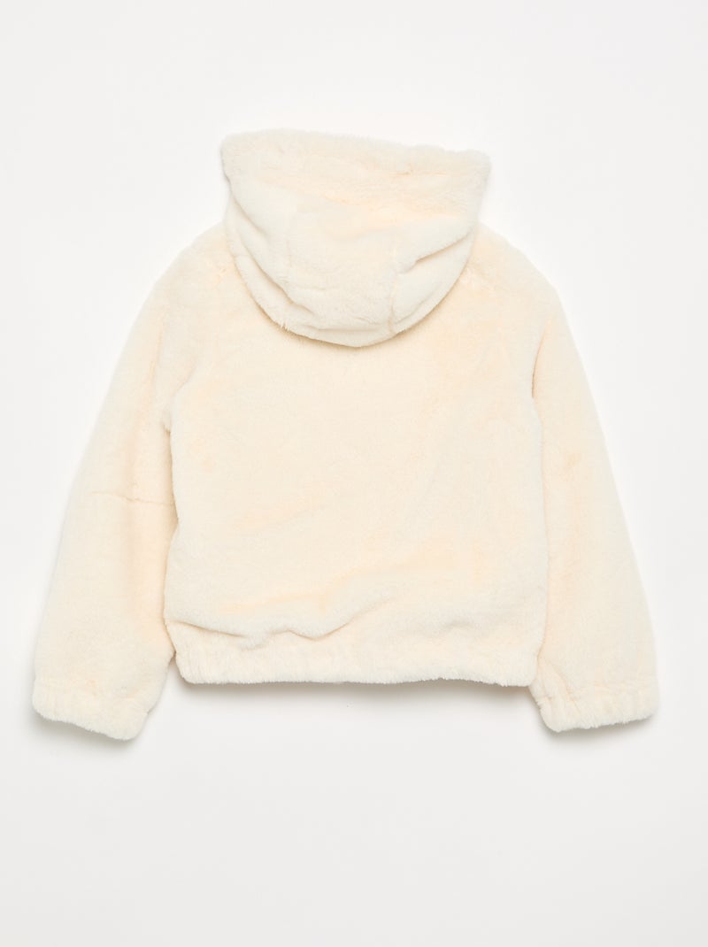 Blouson à capuche en fausse fourrure Blanc - Kiabi