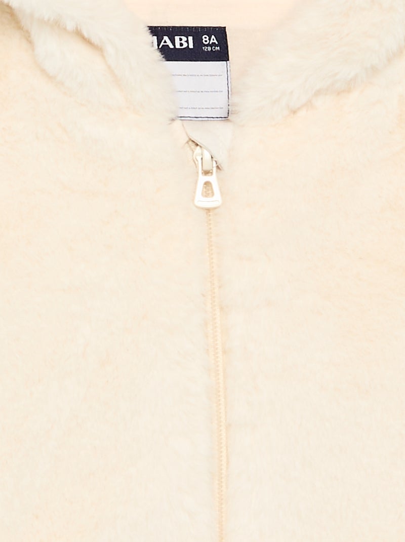 Blouson à capuche en fausse fourrure Blanc - Kiabi
