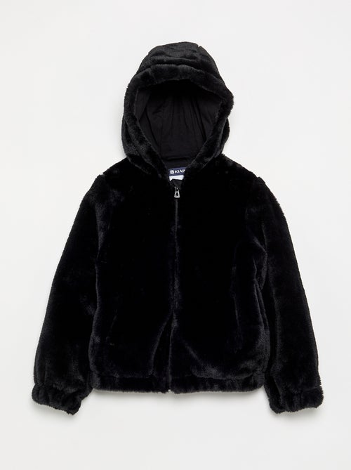Blouson à capuche en fausse fourrure - Kiabi