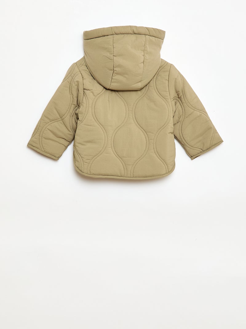Blouson à capuche matelassé Kaki - Kiabi