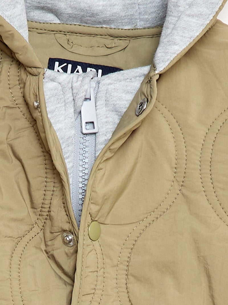 Blouson à capuche matelassé Kaki - Kiabi