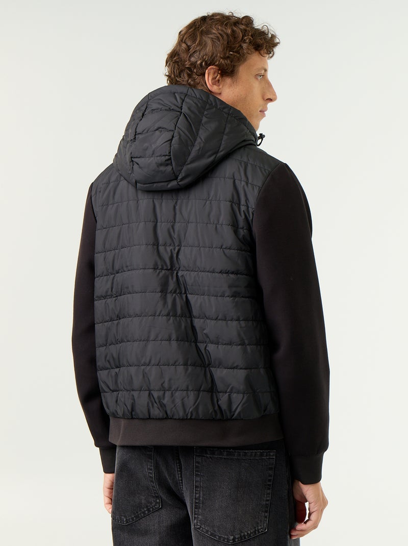Blouson à capuche zippé bi-matière Noir - Kiabi