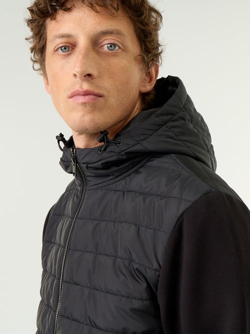 Blouson à capuche zippé bi-matière - Kiabi