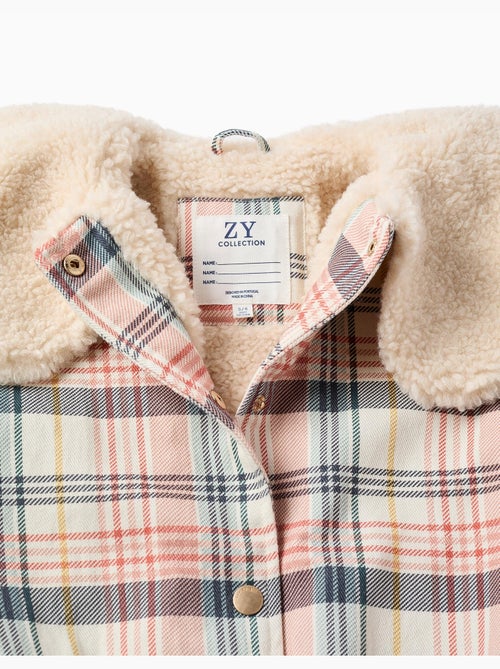 Blouson à carreaux avec col et doublure en sherpa - Kiabi Blouson à carreaux avec col et doublure en sherpa - Kiabi