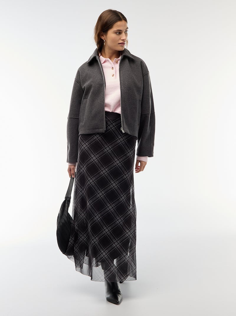 Blouson américain imitation lainage Gris - Kiabi