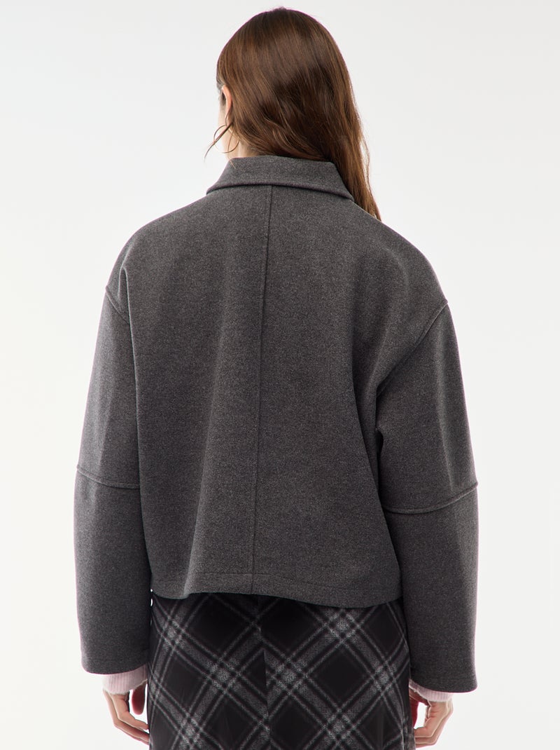 Blouson américain imitation lainage Gris - Kiabi