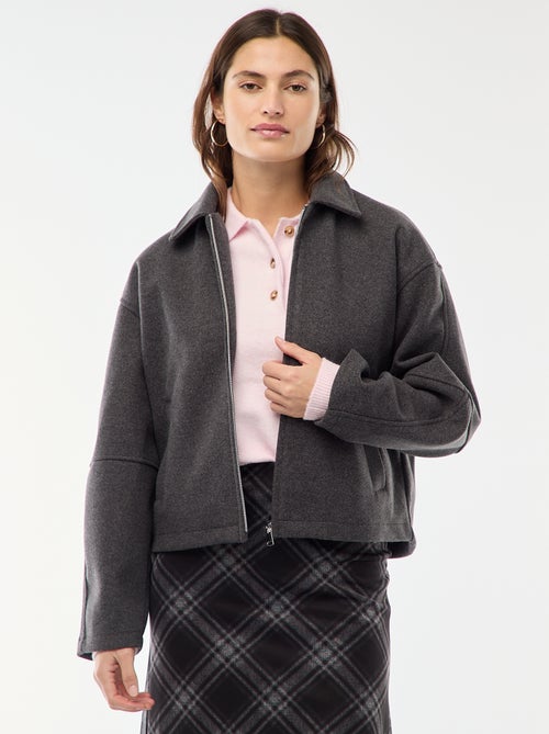 Blouson américain imitation lainage - Kiabi