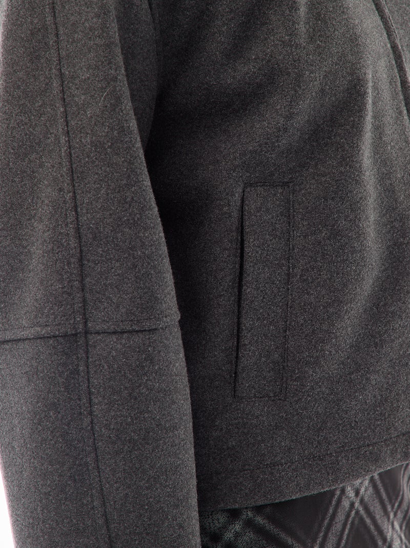 Blouson américain imitation lainage Gris - Kiabi