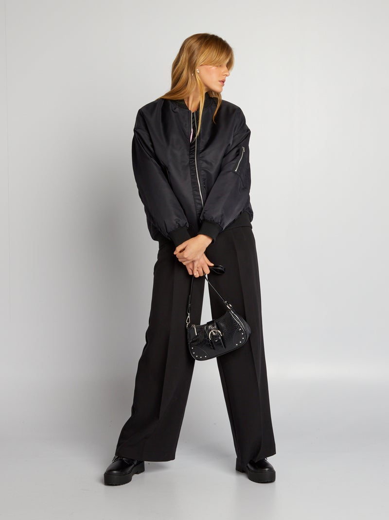 Blouson avec col ras du cou noir - Kiabi