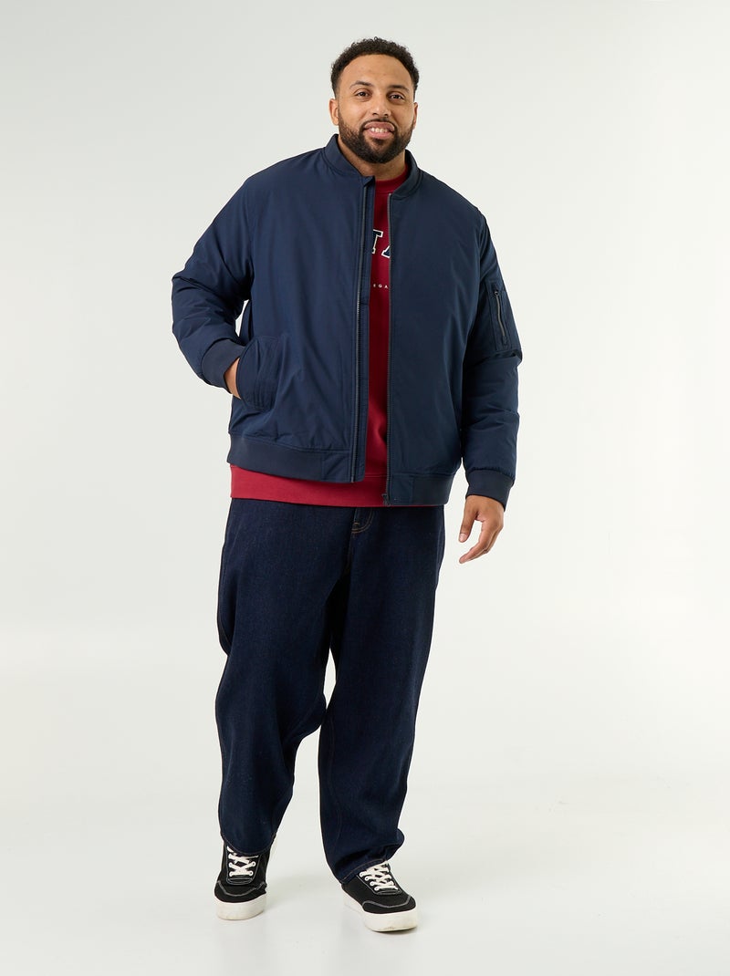 Blouson aviateur avec col en maille côtelée Bleu - Kiabi