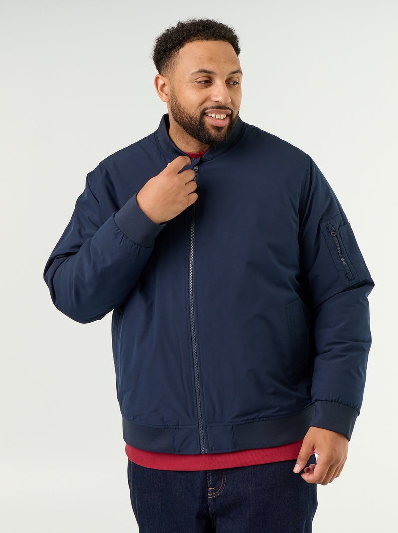 Blouson aviateur avec col en maille côtelée Bleu - Kiabi