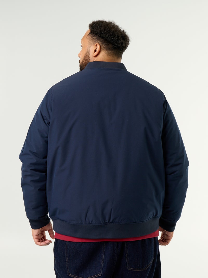 Blouson aviateur avec col en maille côtelée Bleu - Kiabi