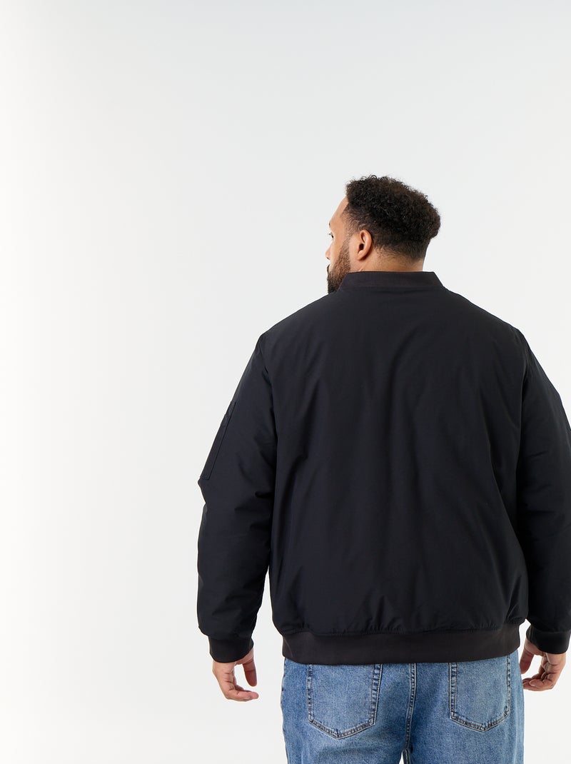 Blouson aviateur avec col en maille côtelée Noir - Kiabi