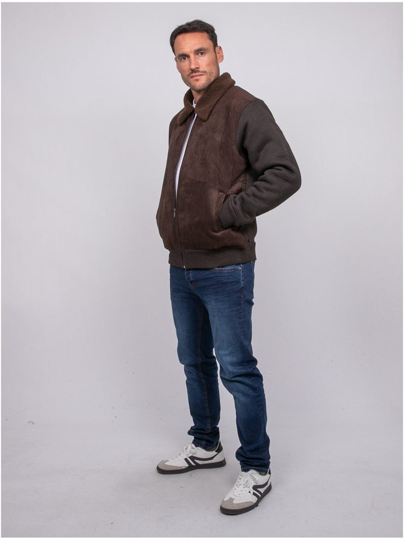 Blouson aviateur bi-matière zotofal Marron - Kiabi