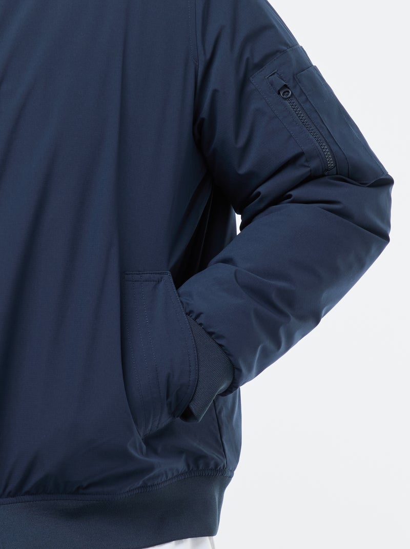 Blouson aviateur déperlant uni Bleu - Kiabi