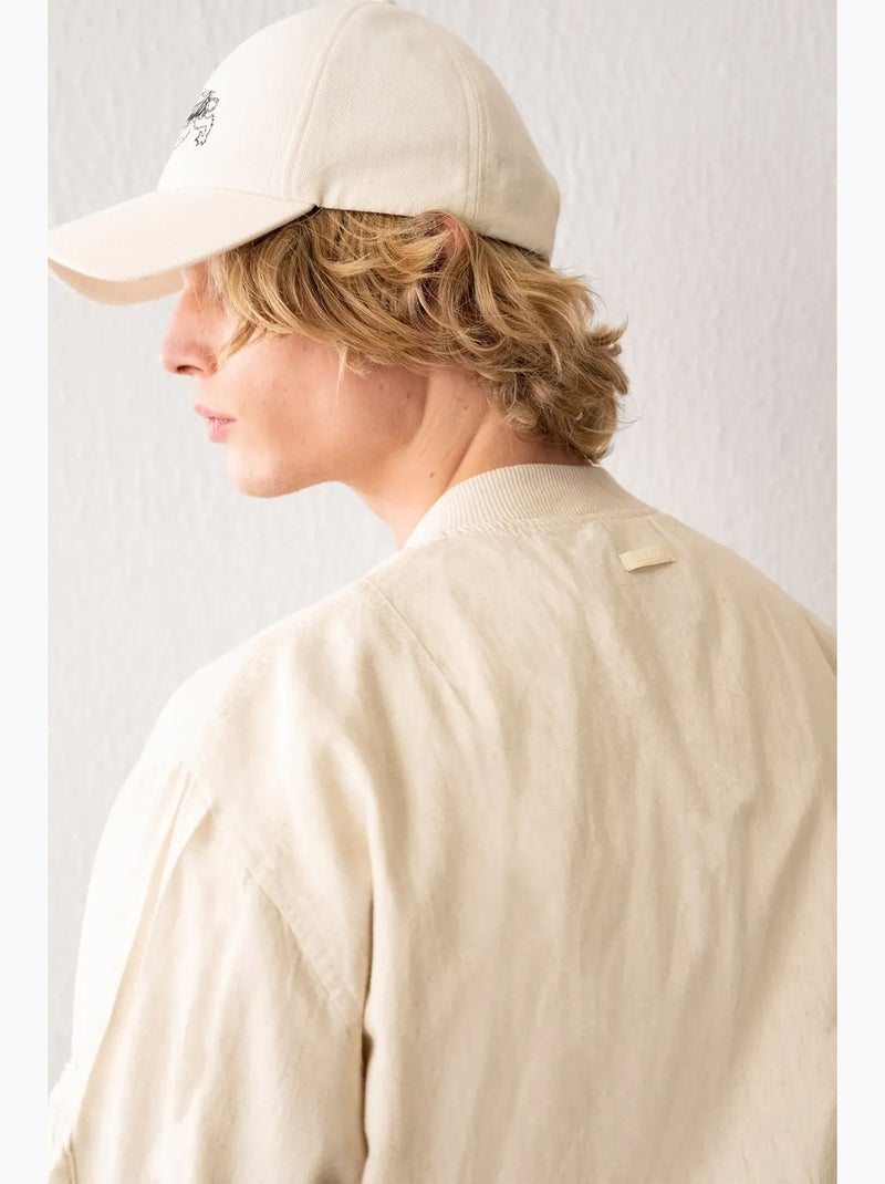 Blouson aviateur en coton avec fermeture éclair et poche giesto Beige argile - Kiabi