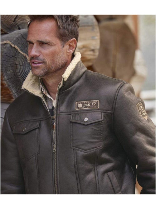 Blouson Aviateur Suédine Doublé Sherpa - ATLAS FOR MEN - Kiabi Blouson Aviateur Suédine Doublé Sherpa - ATLAS FOR MEN - Kiabi