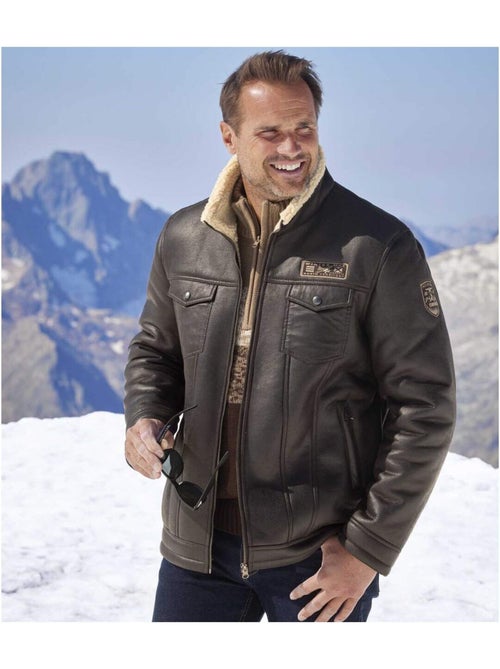 Blouson aviateur suédine doublé sherpa   - atlas for men - Kiabi