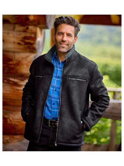 Blouson Aviateur Suédine Fourré Sherpa   - ATLAS FOR MEN - Kiabi